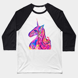 Rainbow Watercolor Unicorn Baseball T-Shirt